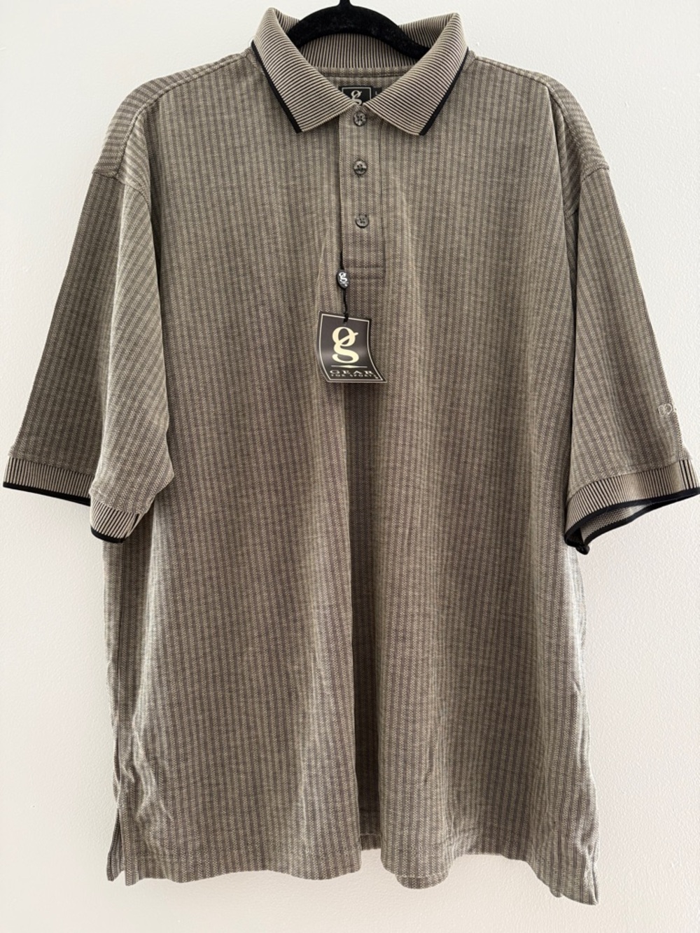 G Gear for Sports Men's Taupe Ribbed Polo with Contrast Trim